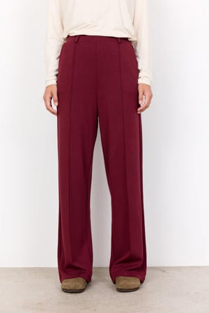 wide leg high waist casual broek donkerrood