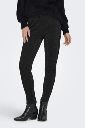 regular waist casual broek zwart met lurex