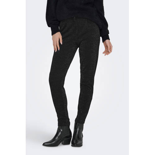 ONLY regular waist casual broek zwart met lurex afbeelding