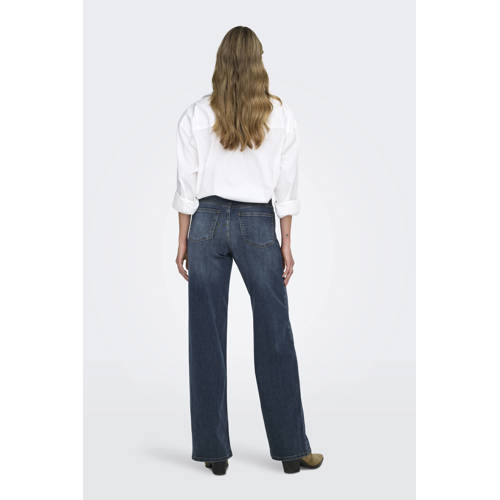ONLY high waist wide leg jeans dark blue denim afbeelding