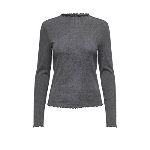 ONLY top grijs melange rib gebreid afbeelding