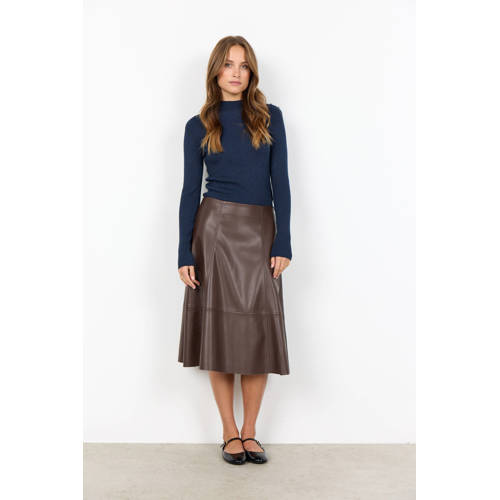 Soyaconcept imitatieleren rok donkerbruin afbeelding