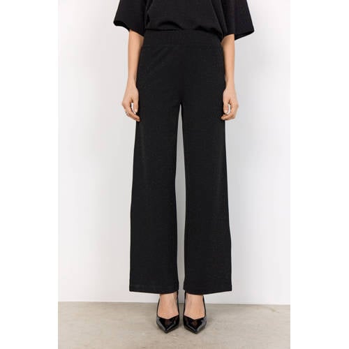Soyaconcept wide leg high waist broek zwart met lurex afbeelding