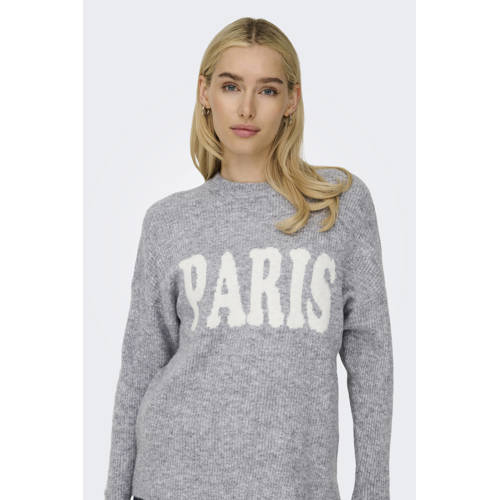 ONLY pullover met wol lichtgrijs afbeelding