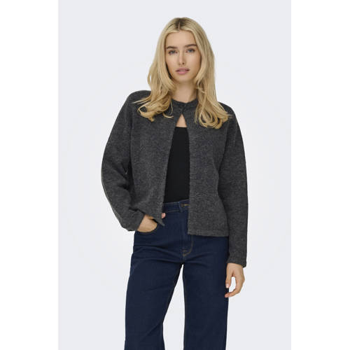 ONLY gebreid vest met wol grijs melange afbeelding
