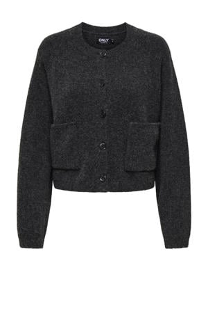 gebreid vest met wol grijs melange