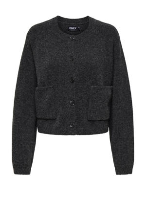 gebreid vest met wol grijs melange