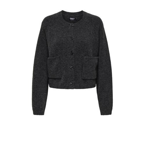 ONLY gebreid vest met wol grijs melange afbeelding
