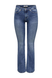 thumbnail: Medium blue denim dames ONLY flared jeans steentjes van denim met regular waist, rits- en knoopsluiting en effen