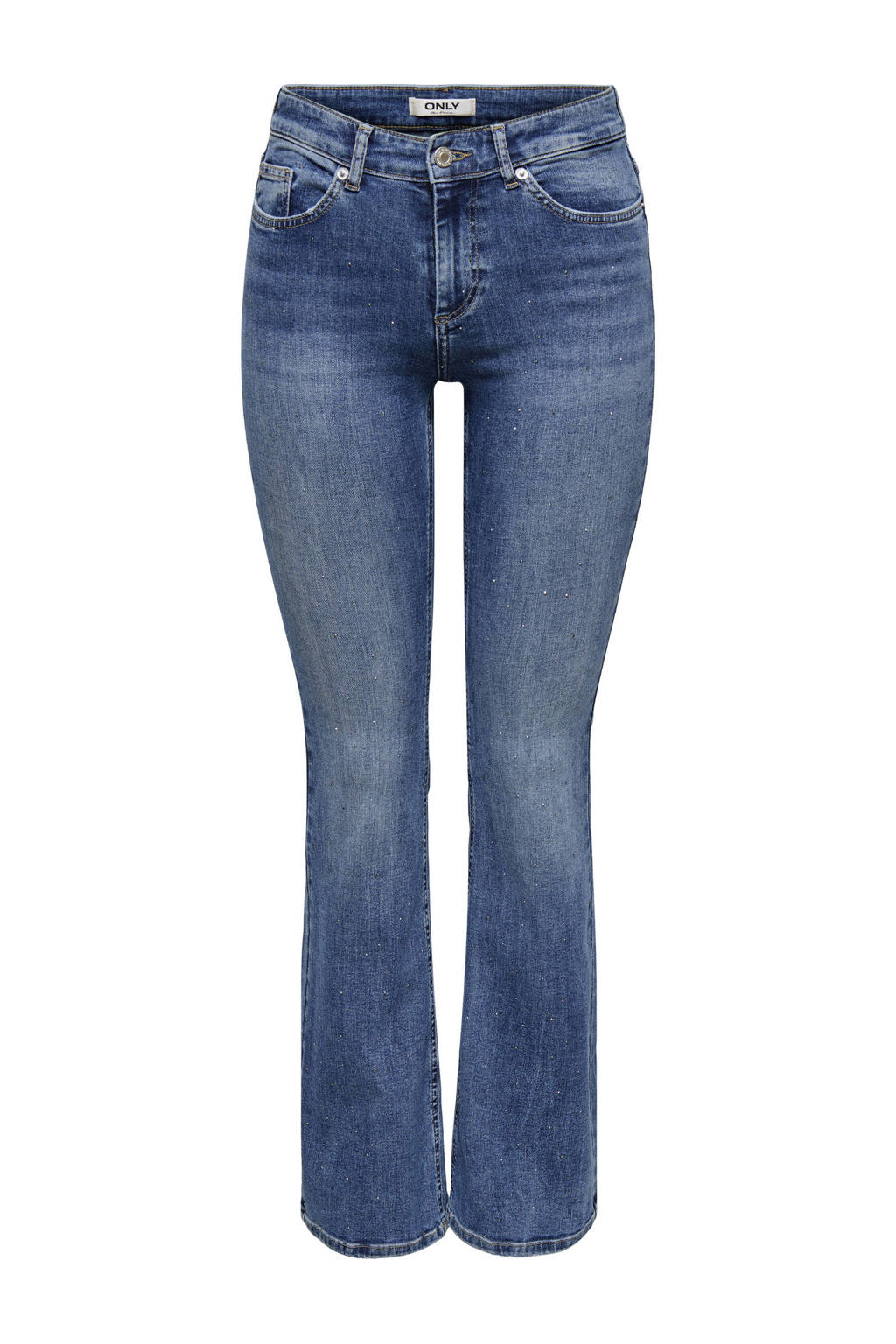 Jeans met strass-steentjes en sierstiksels