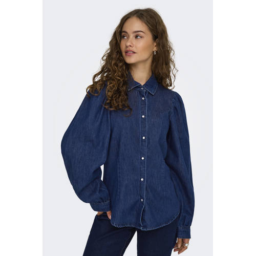 ONLY denim blouse dark blue denim afbeelding