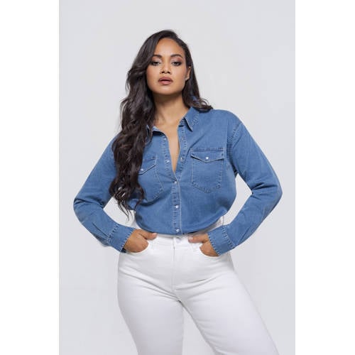 Fox Factor denim blouse medium blue denim afbeelding