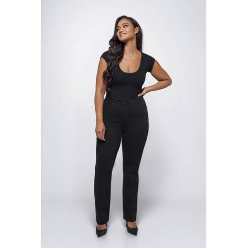 Fox Factor high waist straight leg jeans black denim afbeelding