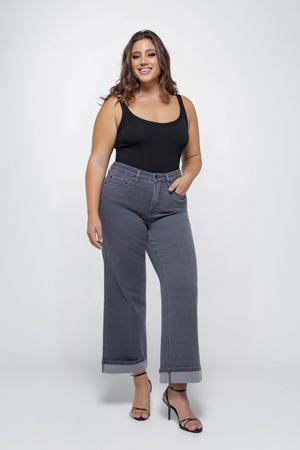 high waist wide leg jeans grey denim