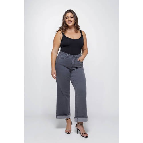 Fox Factor high waist wide leg jeans grey denim afbeelding