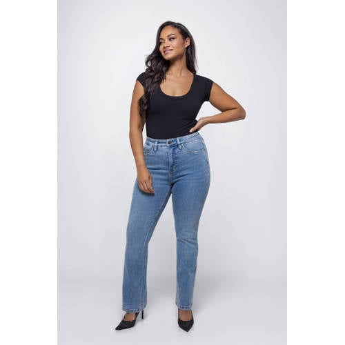 Fox Factor high waist bootcut jeans medium blue denim afbeelding