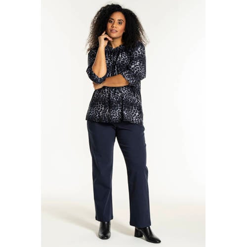 STUDIO top met panterprint donkerblauw afbeelding