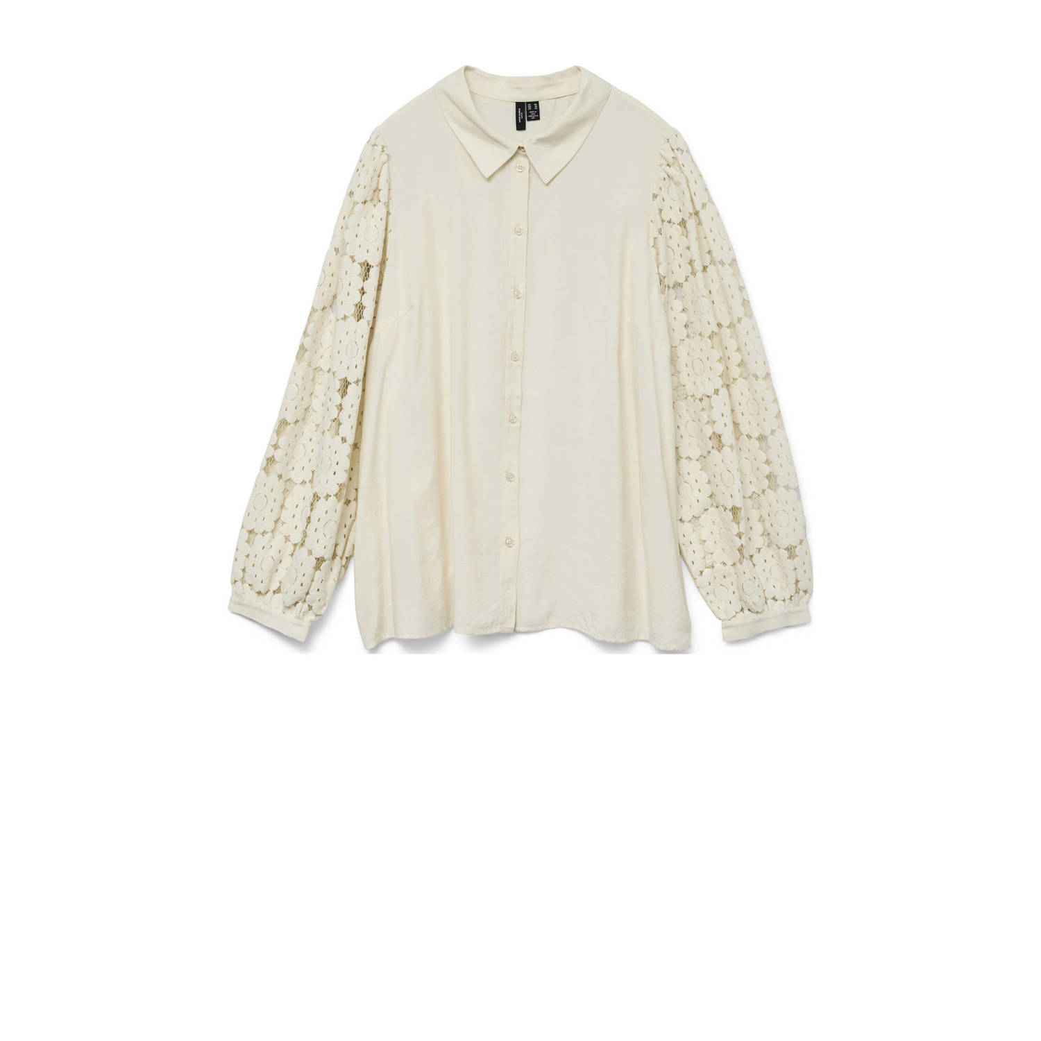 VERO MODA CURVE blouse met linnen ecru gehaakt