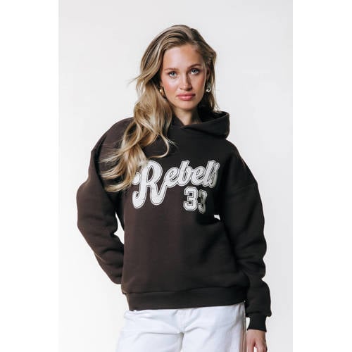 Colourful Rebel hoodie met backprint bruin afbeelding