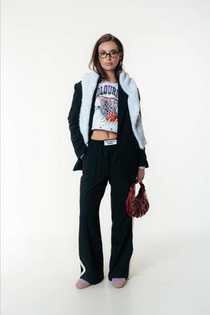 straight regular waist casual broek zwart