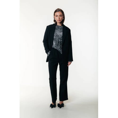 Colourful Rebel oversized blazer zwart met glitter afbeelding