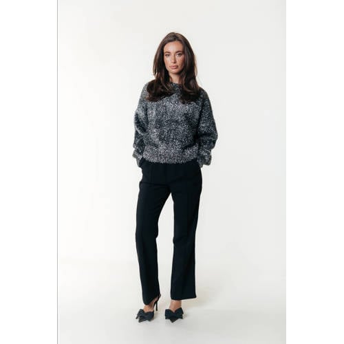 Colourful Rebel straight regular waist broek zwart met glitter afbeelding