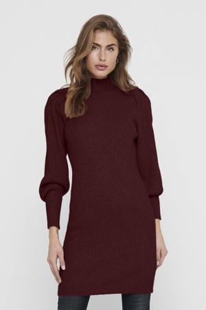 jurk rib gebreid donkerrood