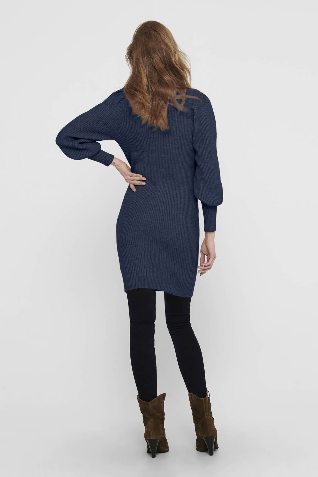ONLY jurk rib gebreid donkerblauw wehkamp
