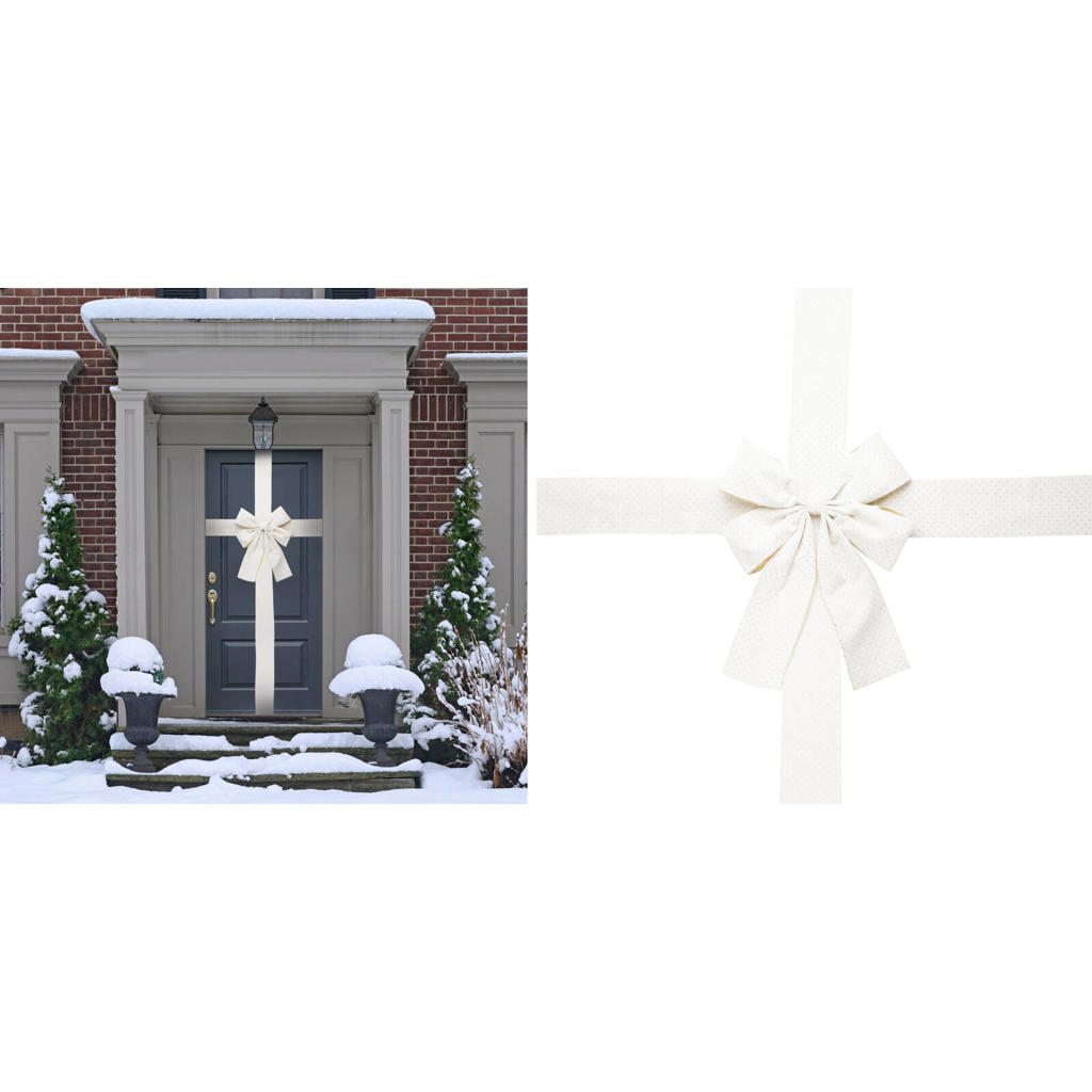 Home & Styling Collection kerst deurstrik wit (33x42 cm)
