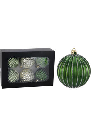 Kerstballen polypropyleen groen - 6 stuks  (ø8 cm)