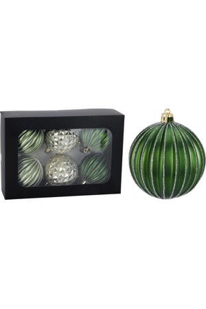 Kerstballen polypropyleen groen - 6 stuks (ø8 cm)