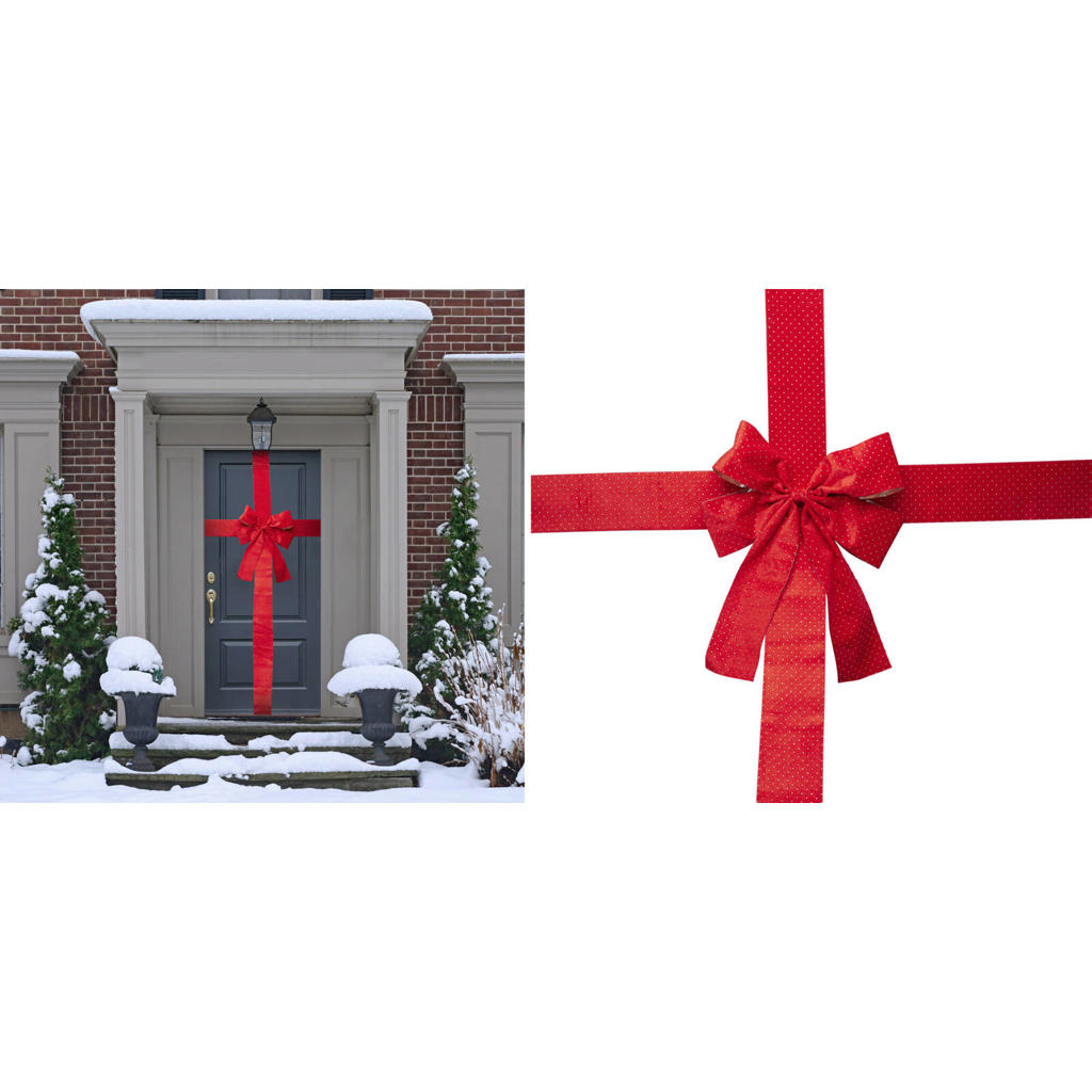 Home & Styling Collection kerst deurstrik rood (33x42 cm)