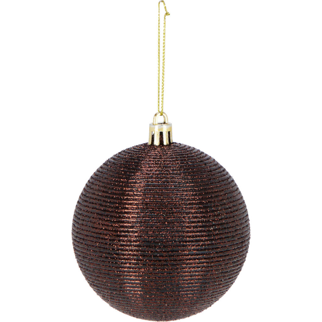 Home & Styling Collection Kerstbal polystyreen bruin - 3 stuks (ø8 cm)