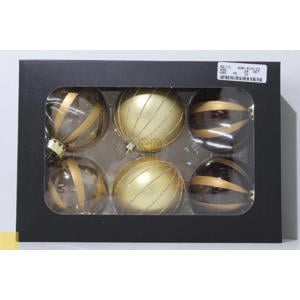 Kerstballen polypropyleen goud - 6 stuks  (ø8 cm)