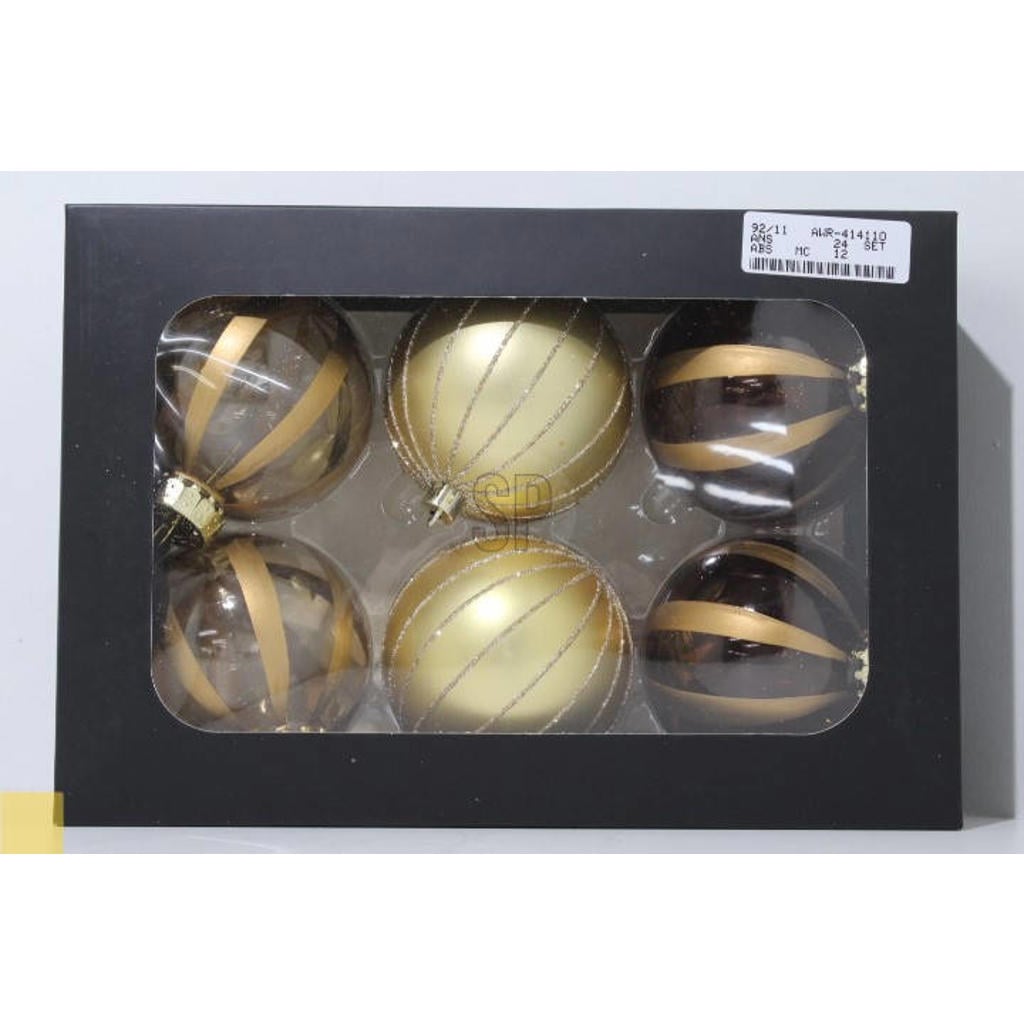 Home & Styling Collection Kerstballen polypropyleen goud - 6 stuks (ø8 cm)