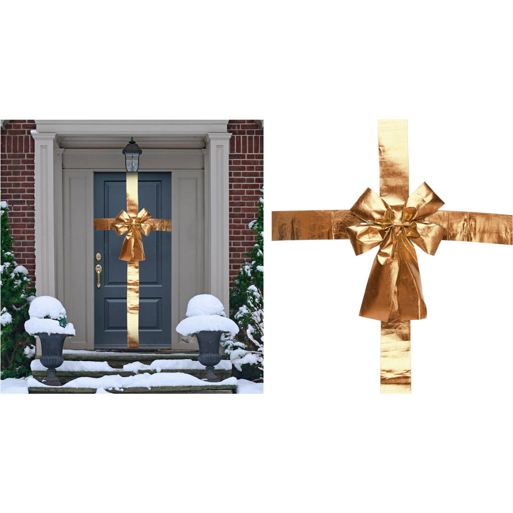 Home & Styling Collection kerst deurstrik goud (33x42 cm)
