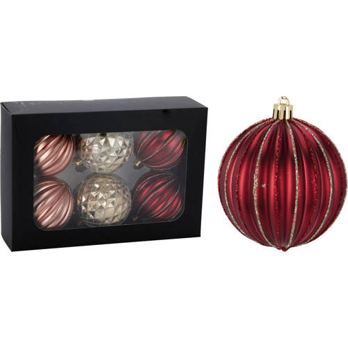 Nova Belle Kerstballen polypropyleen roze - 6 stuks (ø8 cm) afbeelding