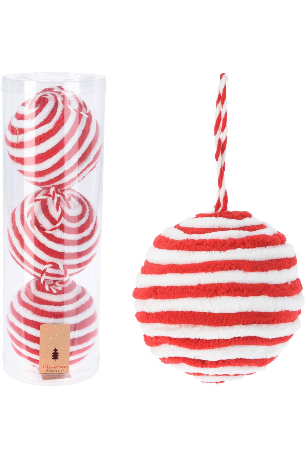 Home & Styling Collection Kerstballen polyester rood - 3 stuks (ø10 cm)