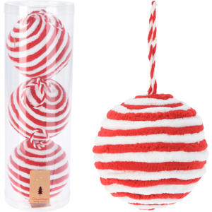 Kerstballen polyester rood - 3 stuks (ø10 cm)