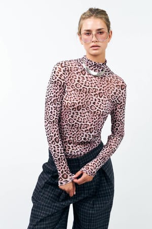 mesh top met panterprint roze