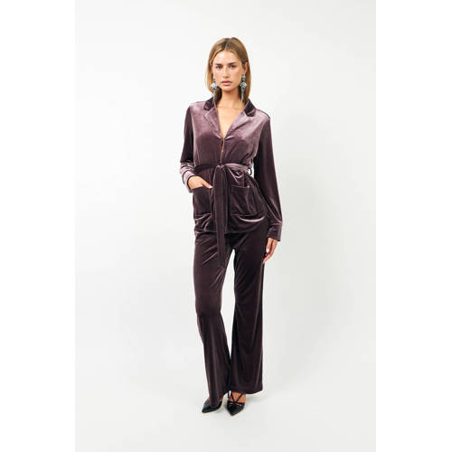 Lollys Laundry wide leg regular waist broek paars afbeelding