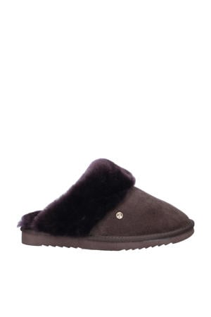suède pantoffels bruin