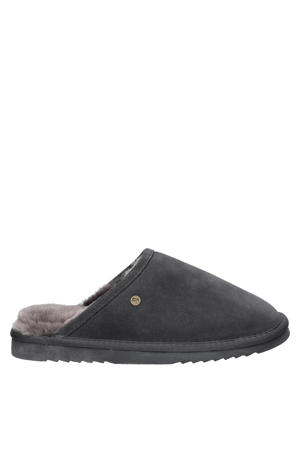 suède pantoffels antraciet