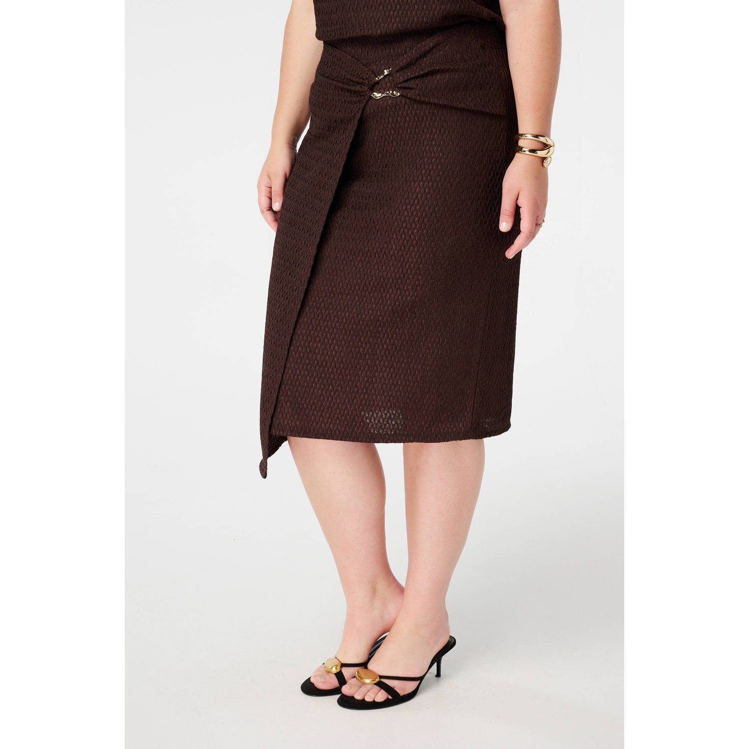 MS Mode midi rok donkerbruin