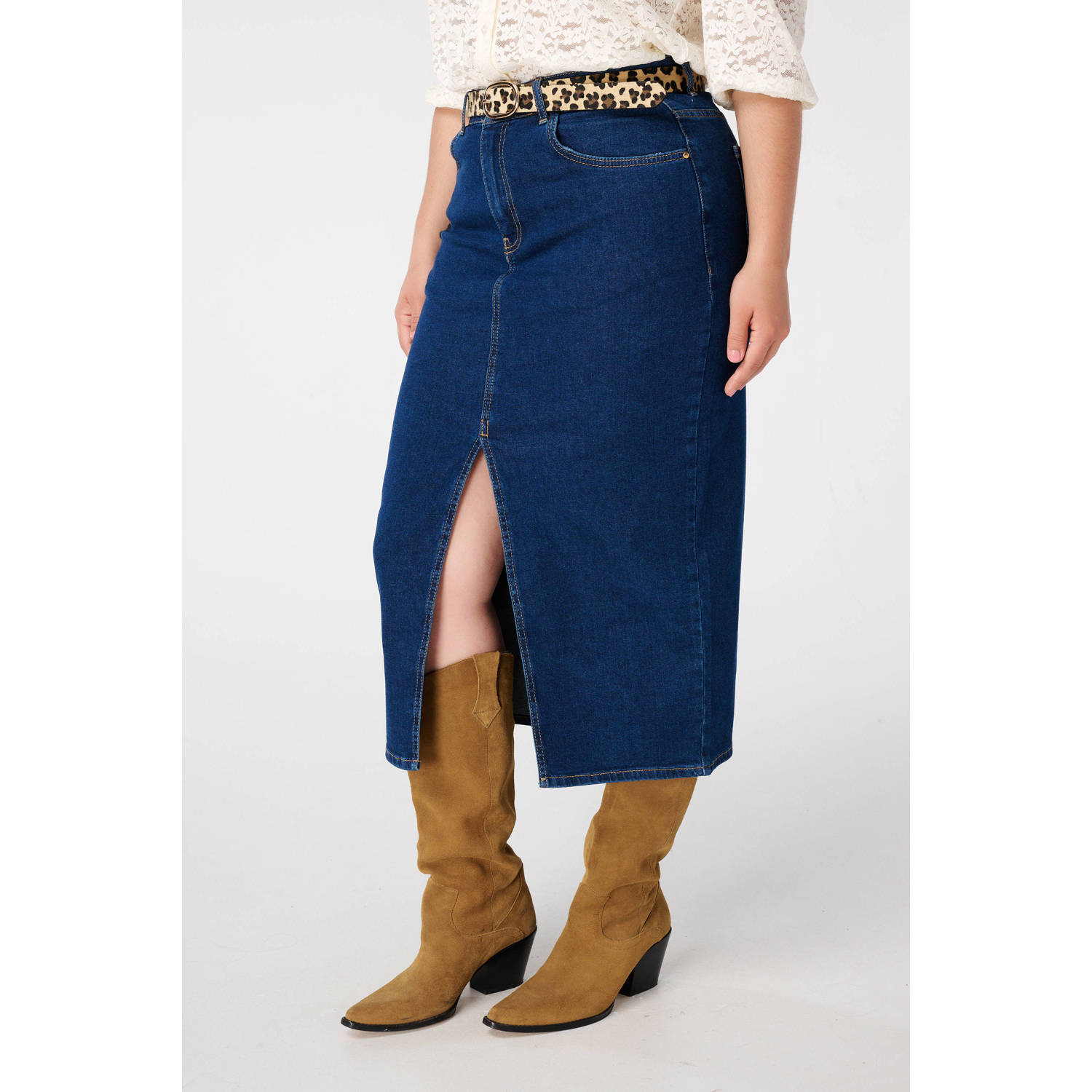 MS Mode denim spijkerrok dark blue denim