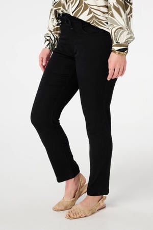 slim regular waist broek zwart