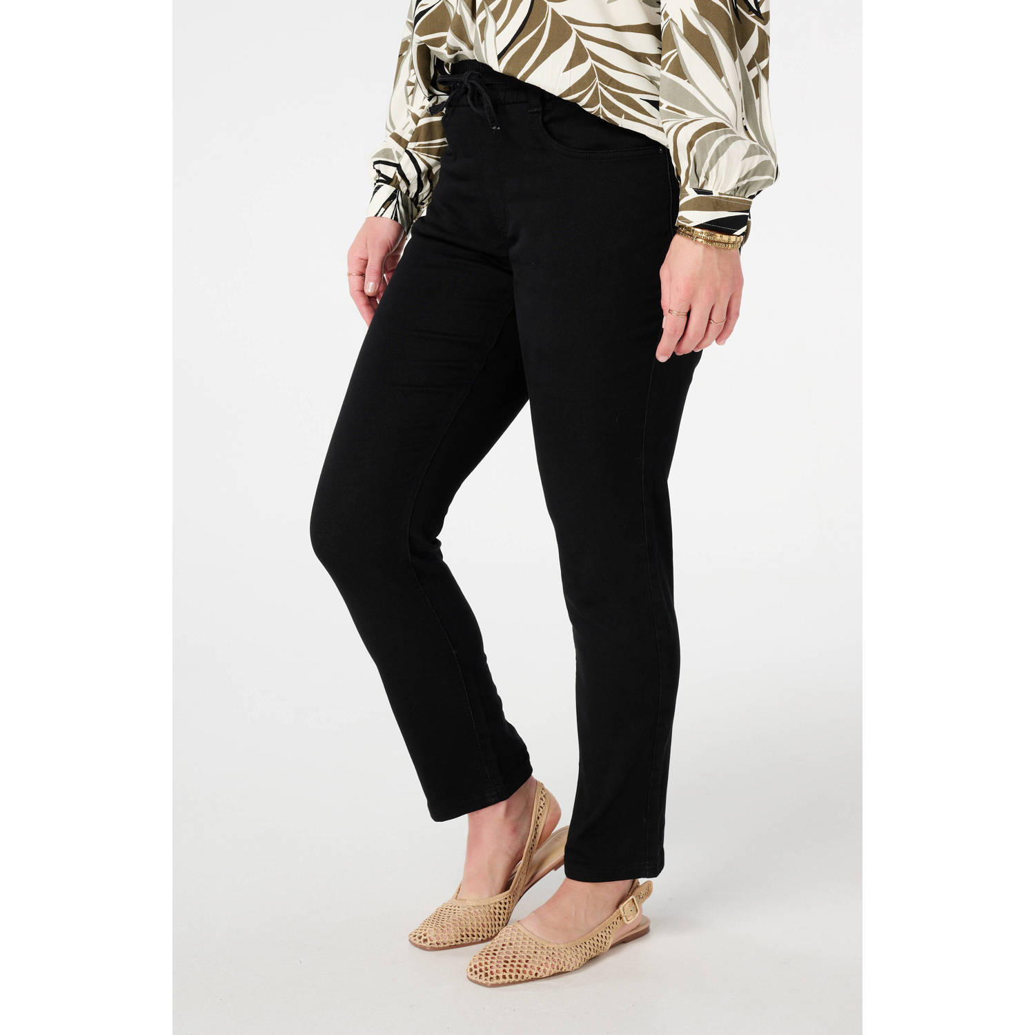 MS Mode slim regular waist broek zwart