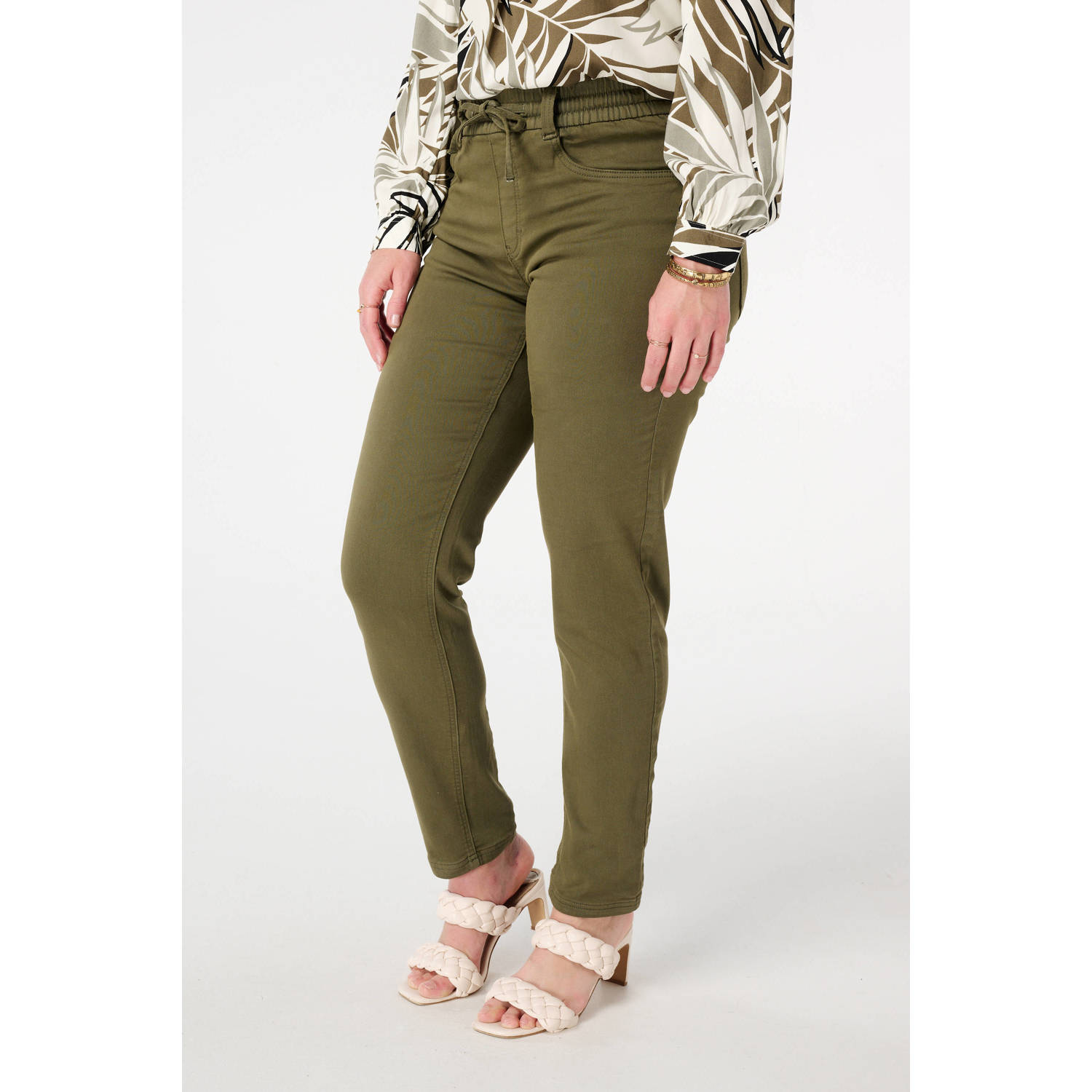 MS Mode slim regular waist broek kaki