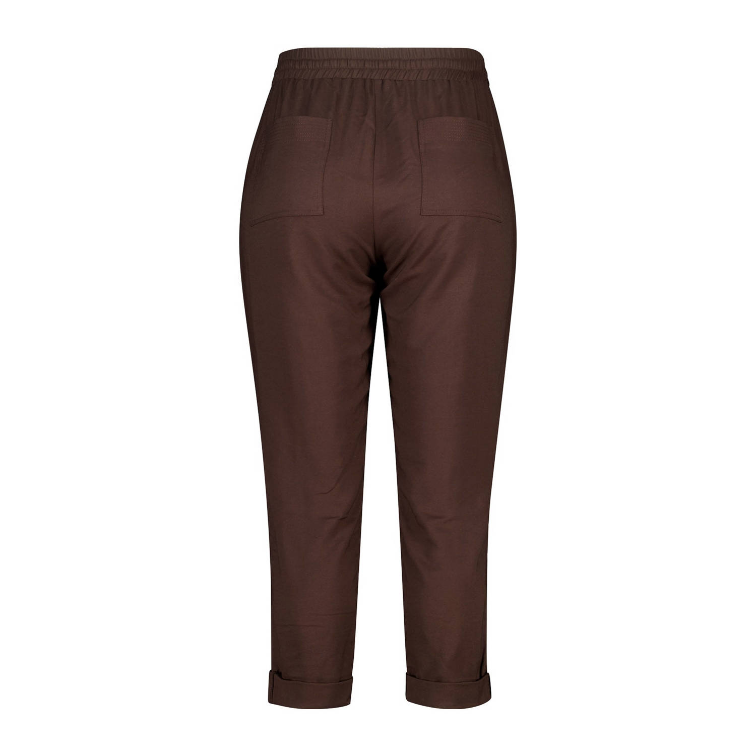 MS Mode straight regular waist broek donkerbruin