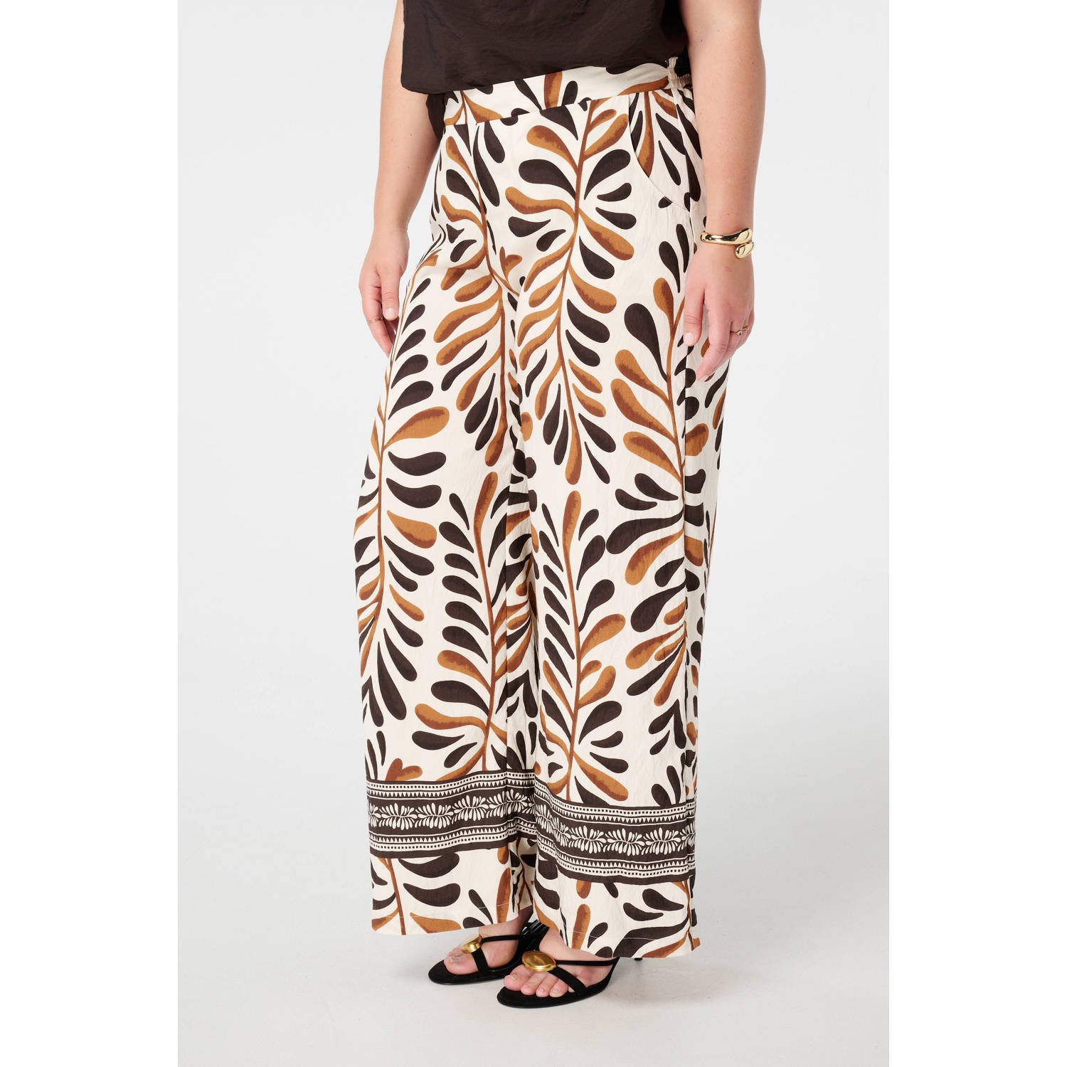 MS Mode wide leg regular waist casual broek multi